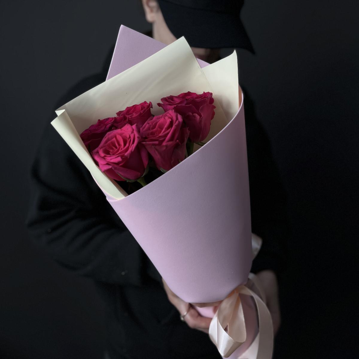 Розовые розы 40 см